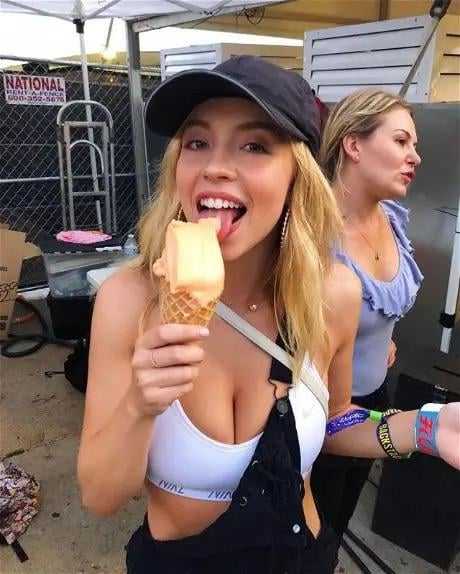 Sydney Sweeney having some ice cream